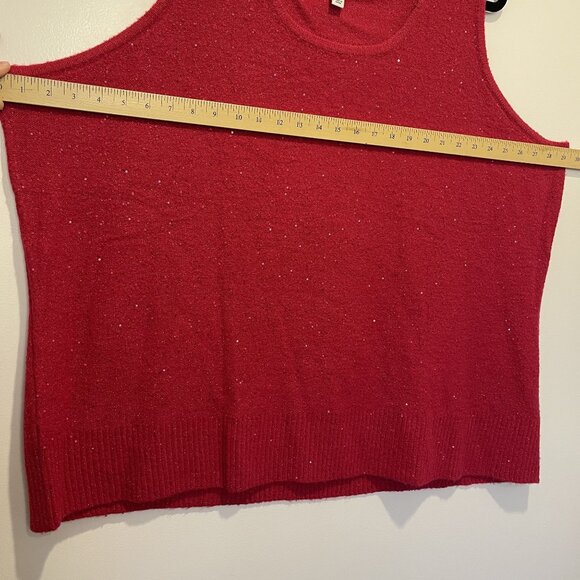 NWOT Isaac Mizrahi Live Red Sparkle Cardigan Tank Set 5X Plus Acrylic/Nylon Blen - Picture 5 of 13